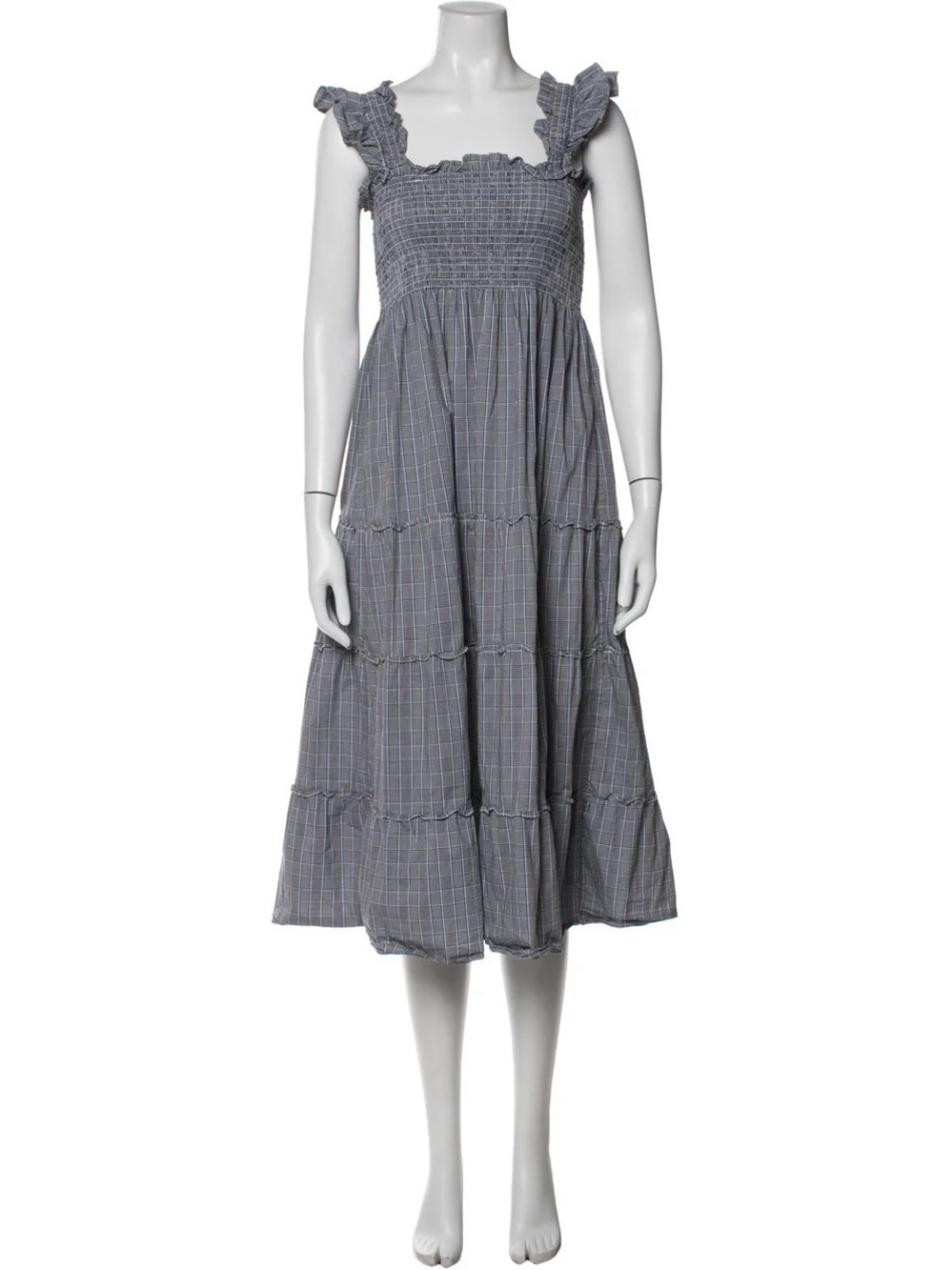 Hill House Home The Ellie Nap Dress Plaid Gray & White